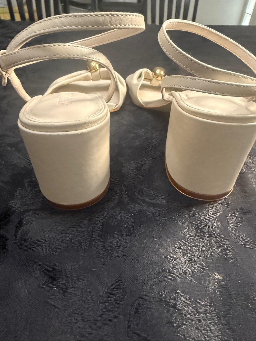 Steve Madden Cream Ankle-Strap Heels with Gold Accent Never Worn - Picture 3 of 6